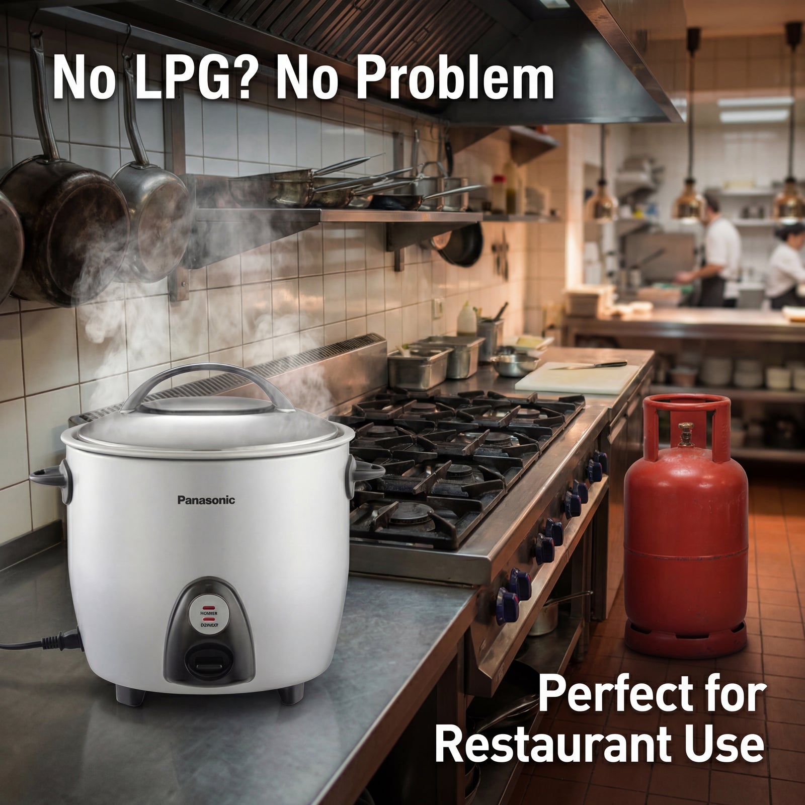 Panasonic SR-G28 2PL automatic rice cooker with dual cooking pans measuring cup spatula and detachable power cord