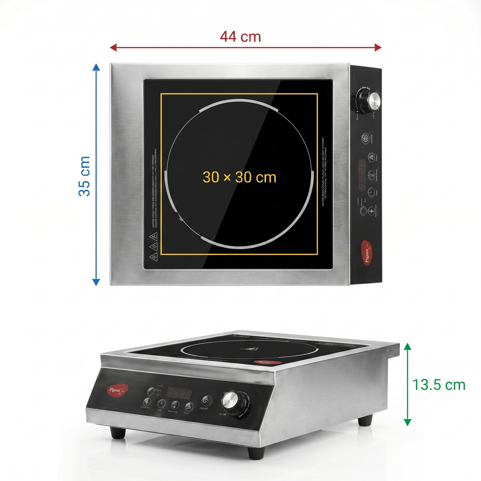 Heavy duty Pigeon infrared cooktop with 10 power levels from 200W to 3500W