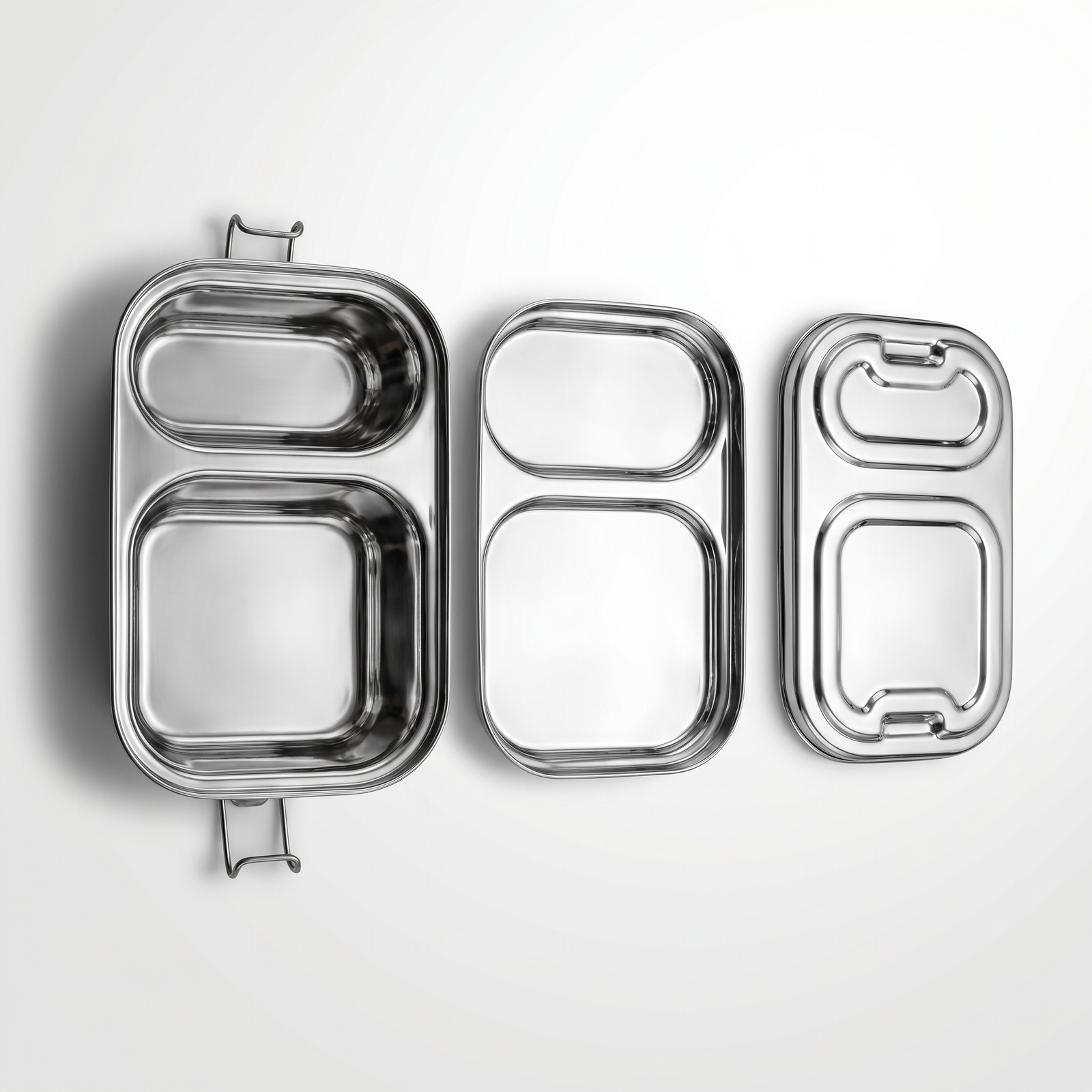 Kitchen Mart 2 compartment tiffin box with leak resistant clip type locking mechanism for office and school