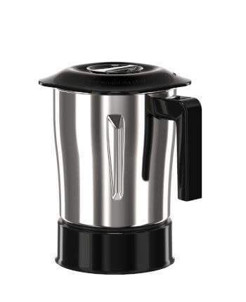 Ultra replacement stainless steel jar for Ultra mixer grinder, 0.8L capacity with serrated blades for efficient grinding.