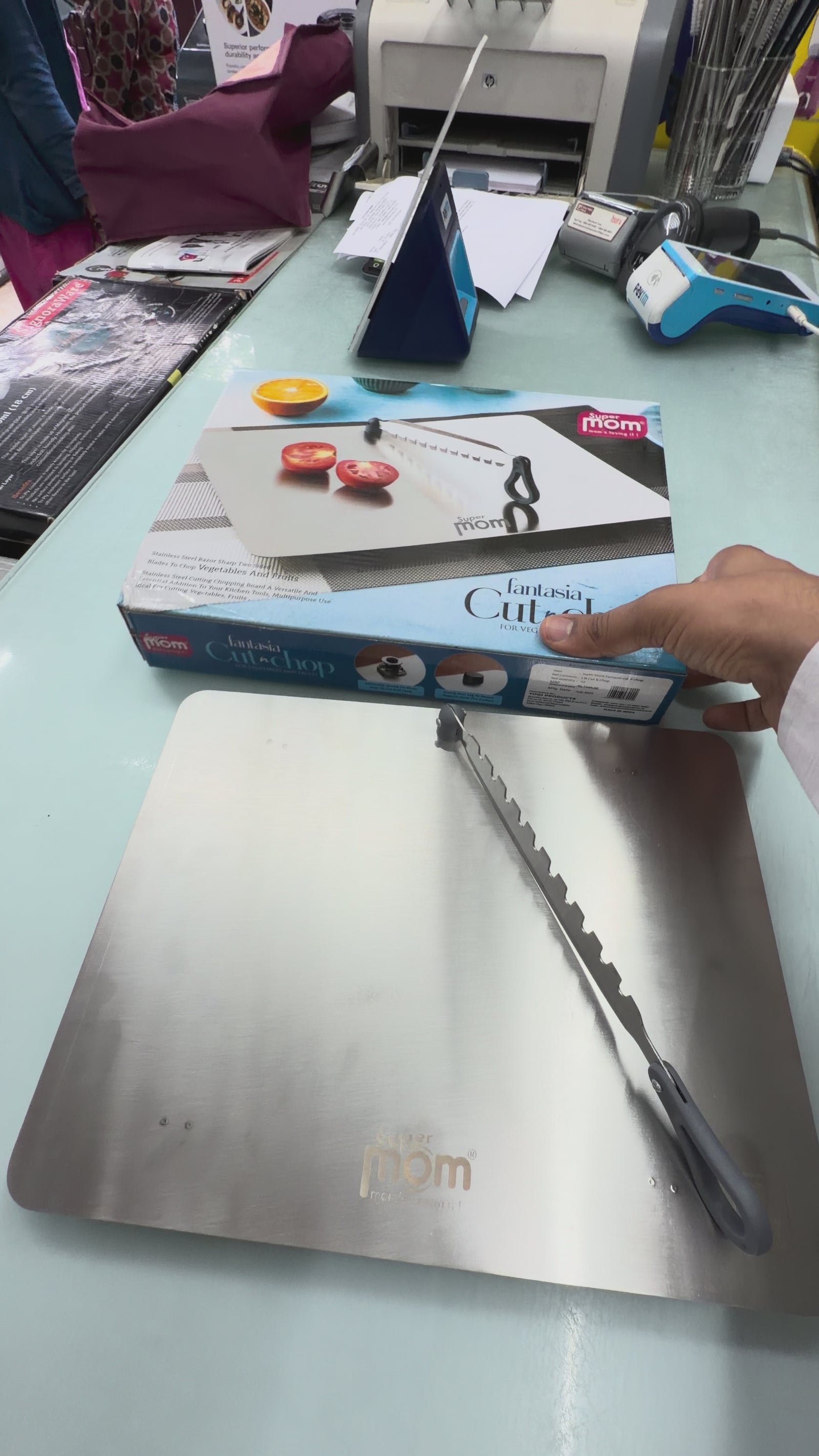 Supermom Stainless Steel cutting board | Vegetable Slicer cut n chop fantasia, 31x24cms