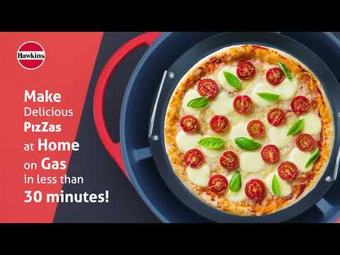 Hawkins Pizza Maker and Cake Baker with Glass Lid, Gas Oven, Pizza Oven Toaster Griller Tandoor Barbecue, Cake Baking Pan, Red (PIZZA)