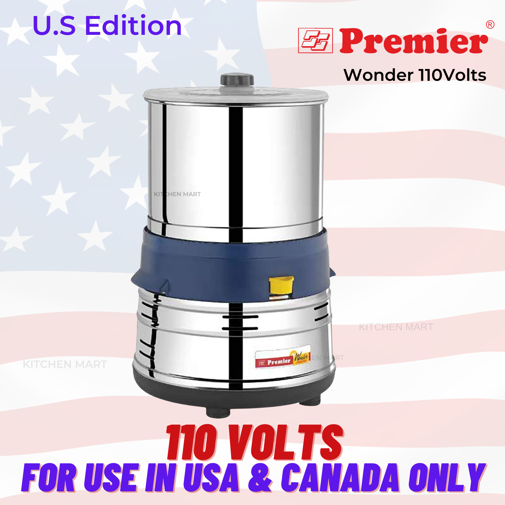 PREMIER Wonder Table Top Wet Grinder, 110 volts for use in USA & Canada only