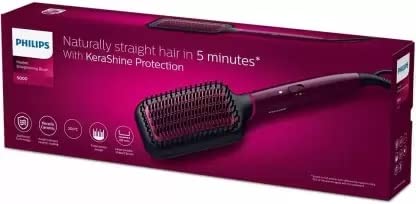 PHILIPS SilkProtect hair straightener brush wine finish with paddle design