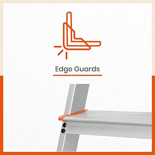 Bathla Advance 7-Step Foldable Aluminium Ladder with Sure-Hinge Technology (Orange)