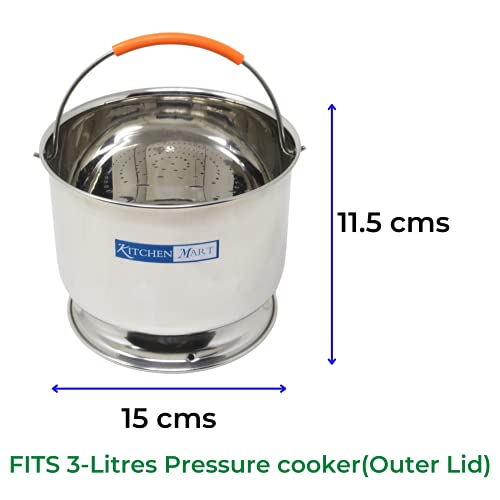 Kitchen Mart Premium Stainless Steel Starch Remover Container for Pressure Cooker (for 3 litres Cooker)