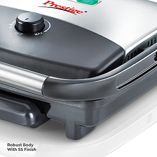 Prestige PEG 1.0 Electric Grill 1500 W with Detachable Oil Collector (Silver and Black)