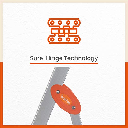 Bathla Advance 4-Step Foldable Aluminium Ladder with Sure-Hinge Technology (Orange)