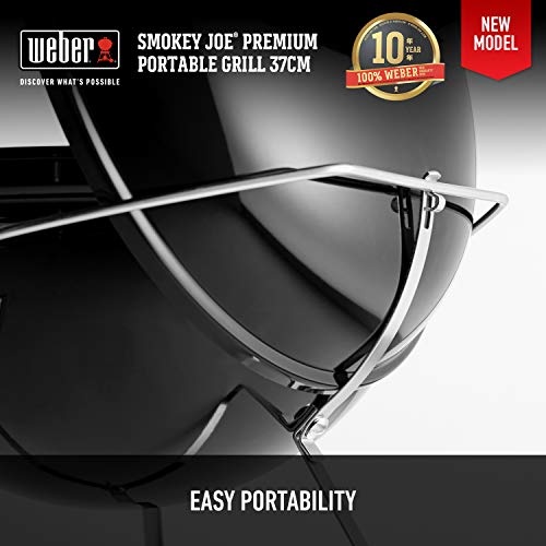 Weber Barbecue Stove Diameter 37cm Smokey Joe Premium Camping Fire Stand for 4-6 People 1121308 / with Thermometer 1121308 Black 37cm