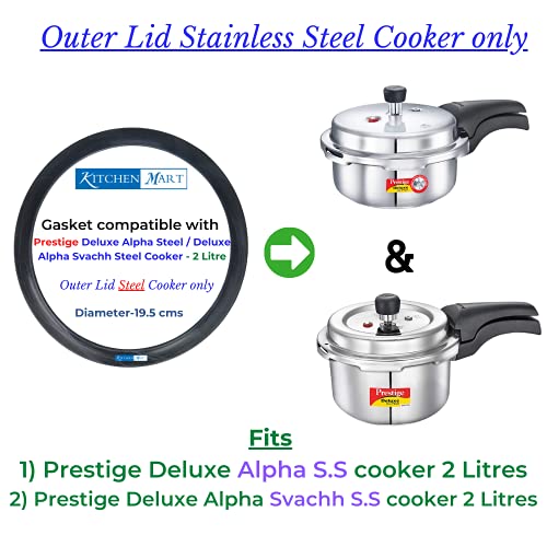 Kitchen Mart Gasket compatible with Prestige Deluxe Alpha / Deluxe Alpha Svachh Steel Pressure cooker (2 Litres)