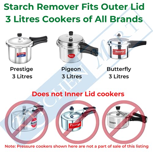 Kitchen Mart Premium Stainless Steel Starch Remover Container for Pressure Cooker (for 3 litres Cooker)