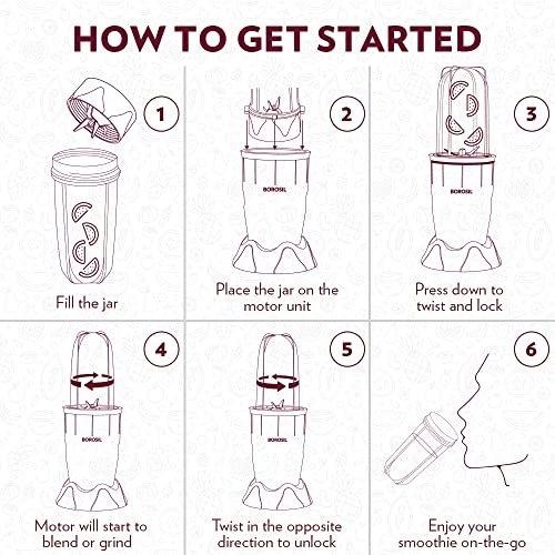 Borosil NutriFresh PB31 Portable Mini-Blender & Grinder, 400 Watts