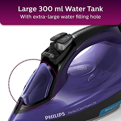 Purple Philips Steam Iron GC3925/34 with automatic safety shut-off feature