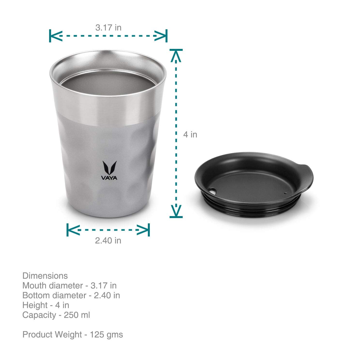 VAYA POPCUP, Insulated Stainless Steel Tumbler, Double-Walled Cup, Easy Hold, 250ml