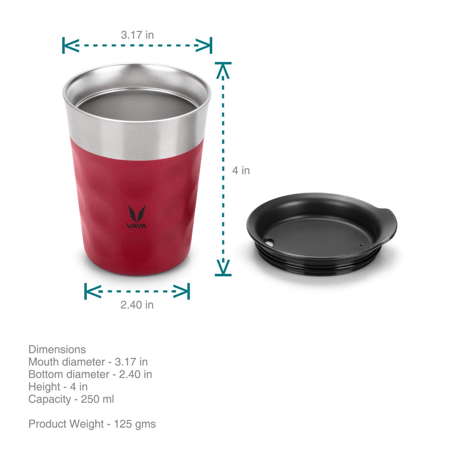 VAYA POPCUP, Insulated Stainless Steel Tumbler, Double-Walled Cup, Easy Hold, 250ml