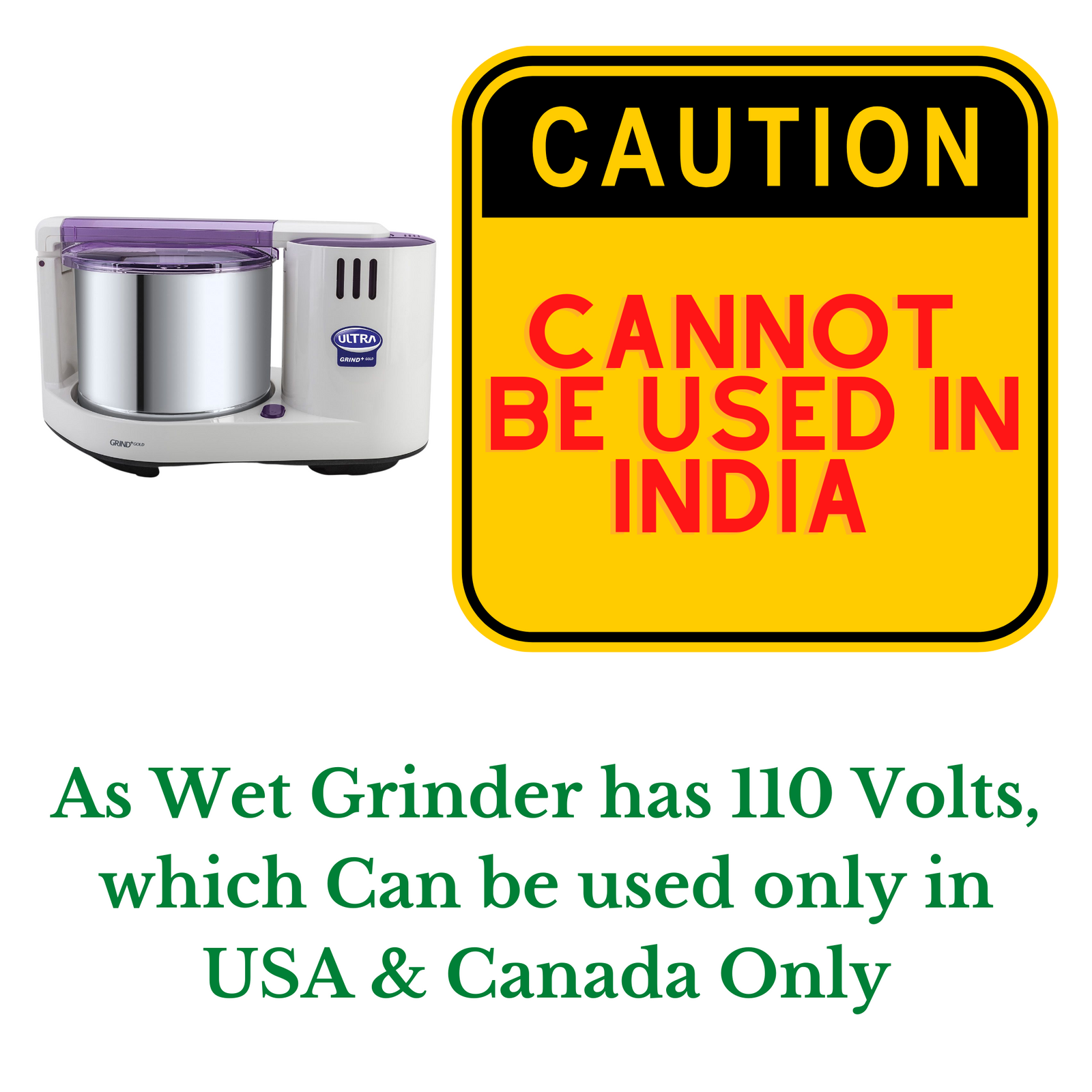 Premium wet grinder for authentic Indian cooking in USA and Canada with 150W motor