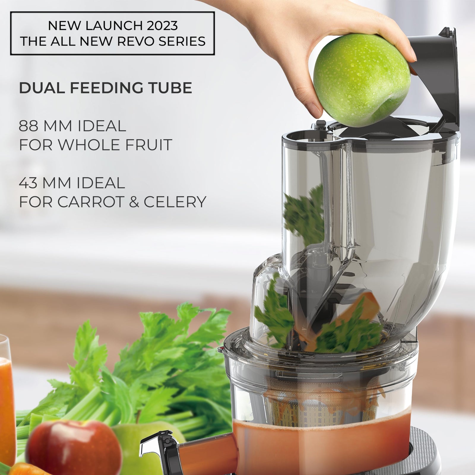 Kuvings REVO Series Professional Cold Press Whole Slow Juicer, World's First Juicer with Patented Automatic-Cutting Auger to reduce juicing time (REVO830 Matt Black + Smoothie & Sorbet)