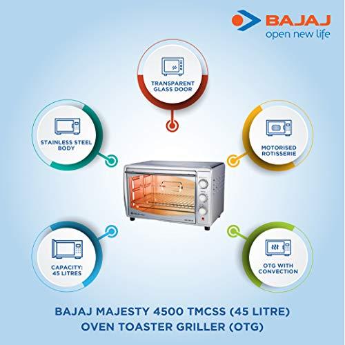 Bajaj Majesty 4500 TMCSS 45-Litre Oven Toaster Grill (Silver) - KITCHEN MART