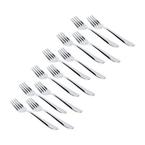 Classic by Embassy Dessert Fork, Pack of 12, Stainless Steel, 17.8 cm (Ajanta, 14 Gauge) - KITCHEN MART