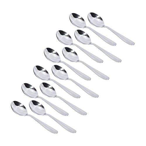 Classic by Embassy Tea Spoon, Pack of 12, Stainless Steel, 12.9 cm (Ajanta, 14 Gauge) - KITCHEN MART