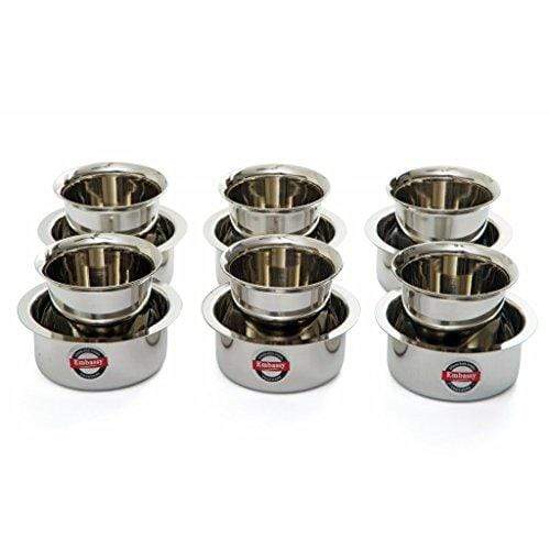 Embassy Coffee Glass/Tumbler with Dabara, Set of 6, Size 1 Dabara & Size 0 Glass - 100 ml/glass (Stainless Steel) - KITCHEN MART