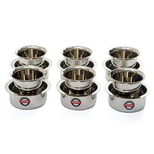 Embassy Coffee Glass/Tumbler with Dabara, Set of 6, Size 2 Dabara & Size 1 Glass - 150 ml/glass (Stainless Steel) - KITCHEN MART