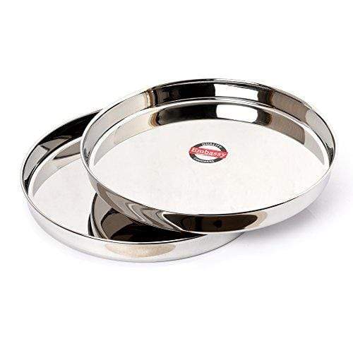 Embassy Coil Khumcha / Dinner Plate, Size 10, 26.4 cms (Pack of 2, Stainless Steel) - KITCHEN MART