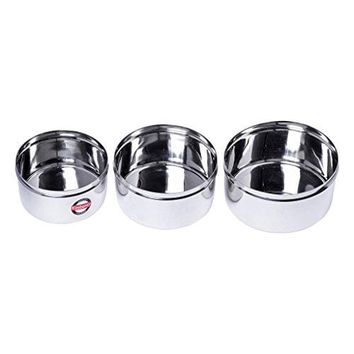 Embassy Deep Puri Box/Container - Set of 3 (Size 7,8,9; 500,650,850 ml), Stainless Steel - KITCHEN MART