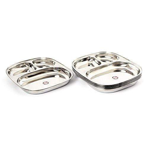 Embassy Dynasty Plate Dx / Dinner Plate, Size 4, 24x27.7 cms (Pack of 6, Stainless Steel) - KITCHEN MART