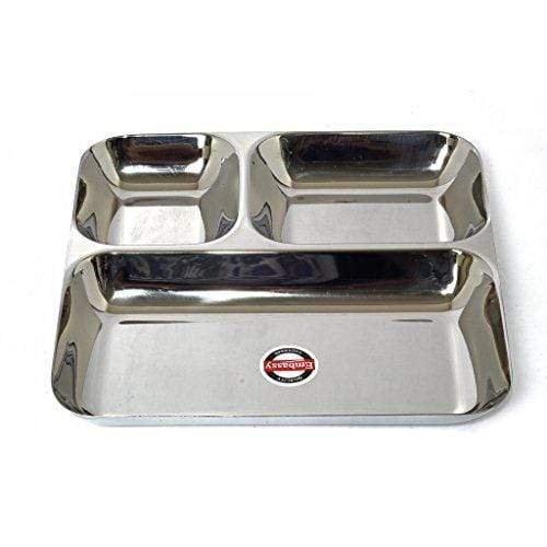 Embassy French Bhojan / Dinner Plate, 23.2 cms (Pack of 6, Stainless Steel) - KITCHEN MART