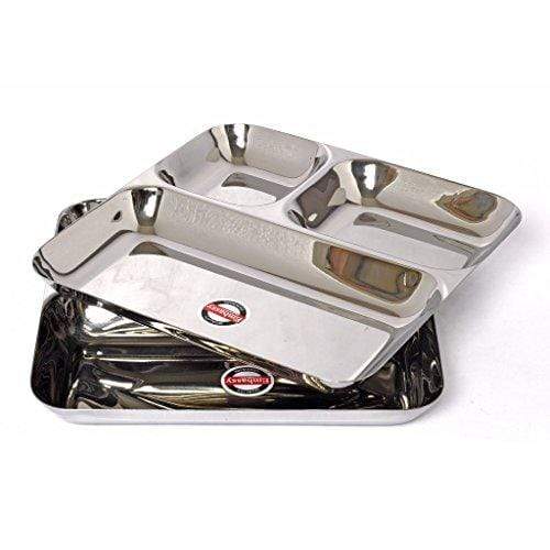 Embassy French Bhojan / Dinner Plate, 23.2 cms (Pack of 6, Stainless Steel) - KITCHEN MART