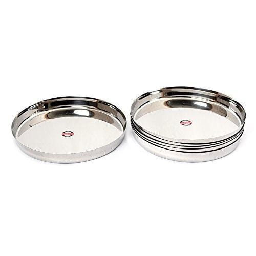 Embassy Plain Khumcha Spl / Dinner Plate, Size 11, 22.9 cms (Pack of 6, Stainless Steel) - KITCHEN MART