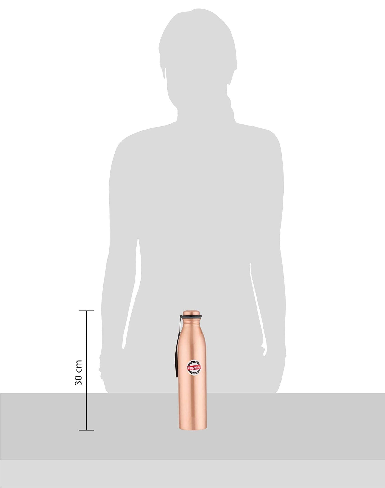 Embassy Premium Copper Water Bottle, Plain, 1000 ml, Pack of 2 - Leak-Proof, Jointless and Pure Copper - KITCHEN MART