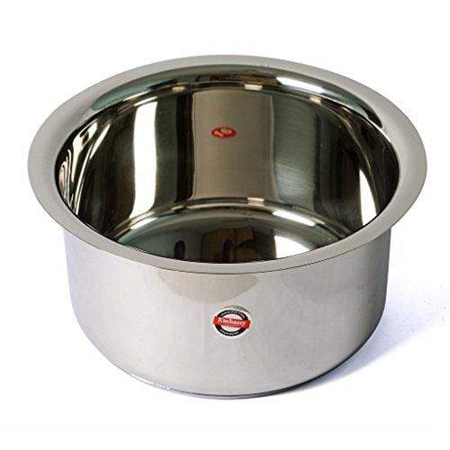 Embassy Sandwich Bottom Topes with Lid, Set of 2 (Sizes 15 & 16) - 3250 & 3750 ml (Stainless Steel) - KITCHEN MART