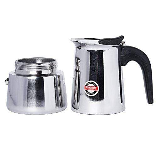 Embassy Stainless Steel Italian Stovetop Coffee Percolator/Maker, 10 Cups - KITCHEN MART