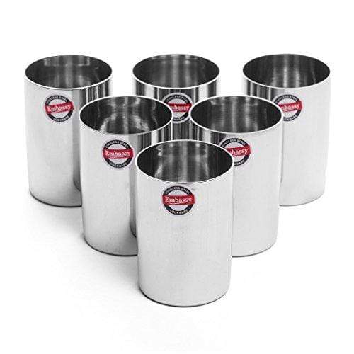 Embassy Stainless Steel Pepsi Glass, Pack of 6, 300 ml - KITCHEN MART