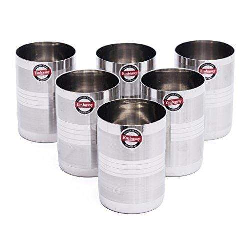 Embassy Stainless Steel XL-Big Glass, Pack of 6, 400 ml - KITCHEN MART