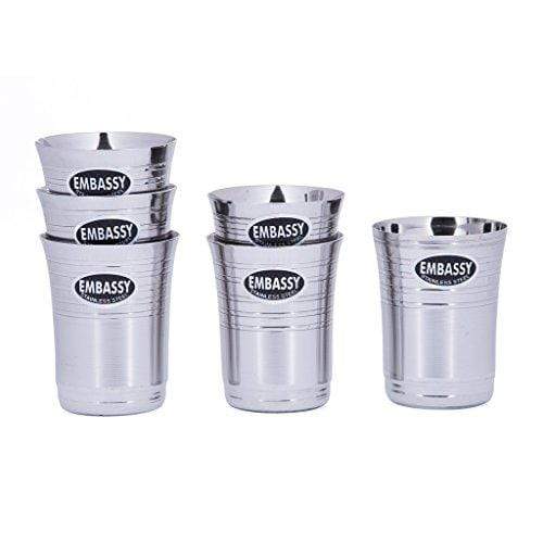 Embassy Stainless Steel Y-Baby Glass, Pack of 6, 150 ml - KITCHEN MART