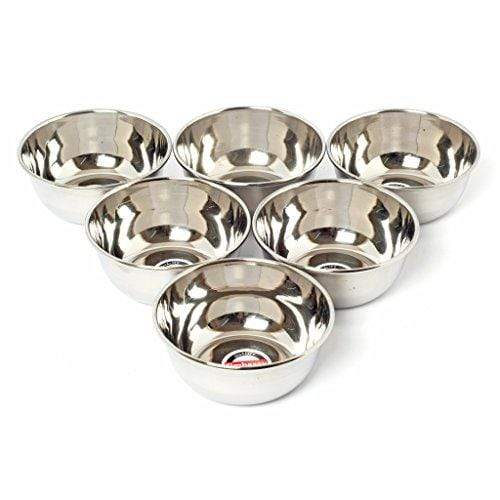 Embassy Vinod Vati / Rice Bowl, Size 4, 225 ml, 10.3 cms (Pack of 6, Stainless Steel) - KITCHEN MART