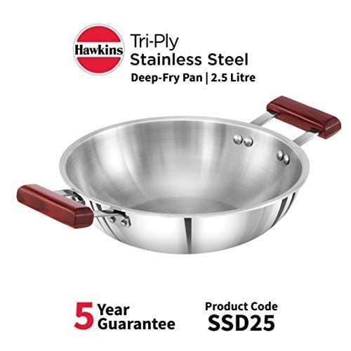 Hawkins Tri-ply Stainless Steel Deep-Fry Pan 2.5 Litre - KITCHEN MART