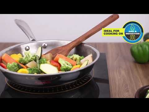 Vinod Platinum Triply Stainless Steel Fry Pan - (Induction Friendly)