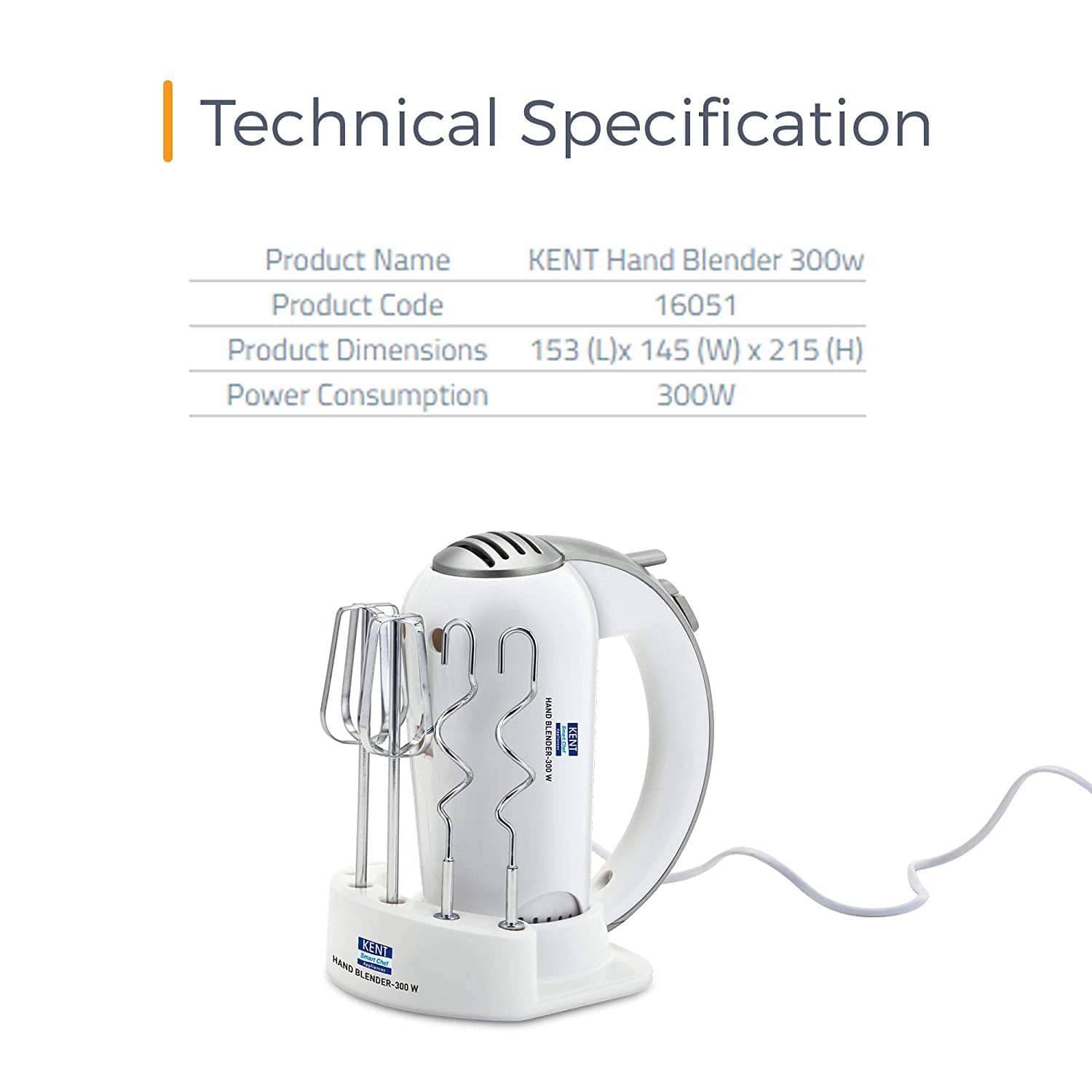 Kent Hand Blender-White - KITCHEN MART