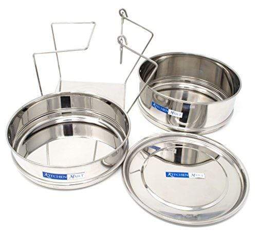 Kitchen Mart Cooker Separator Set Suitable for Prestige 5 Ltrs Deluxe & 5.5 Ltrs Popular Outer Lid Pressure Cookers (2 Containers) - KITCHEN MART