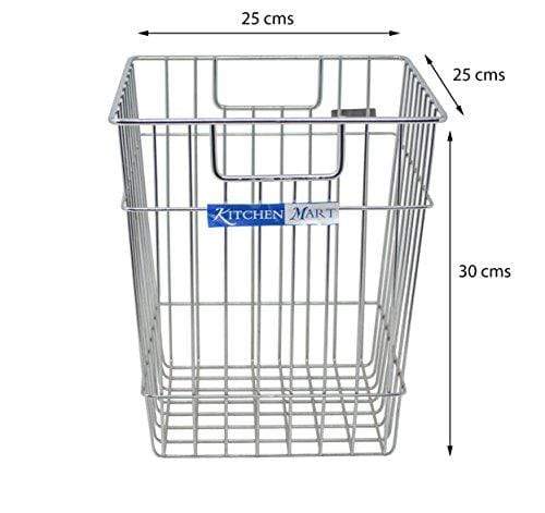 Kitchen Mart Stainless steel Dust Bin / fruit and vegetable basket / Multipurpose Basket, (LxBxH: 25x25x30 cms) - KITCHEN MART