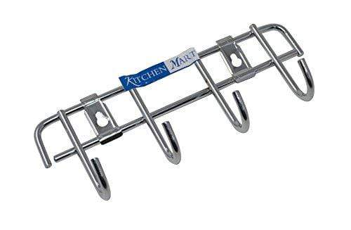 Kitchen Mart Stainless Steel Hook Rail 4-Pins, Coth hanger / Laddle hanger / Key Hanger / Towel Hanger (Pack of 1) - KITCHEN MART