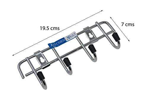 Kitchen Mart Stainless Steel Hook Rail 4-Pins, Coth hanger / Laddle hanger / Key Hanger / Towel Hanger (Pack of 2) - KITCHEN MART
