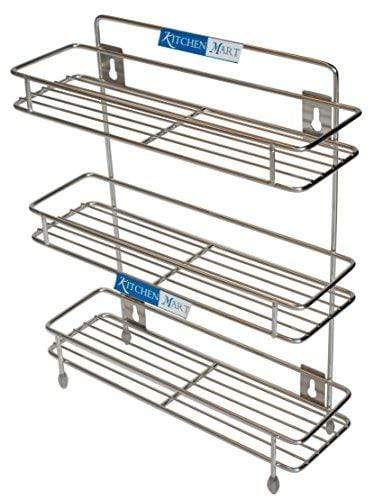 Kitchen Mart Stainless Steel Sleek Multipurpose Storage Shelf / Spice Rack, Triple (3-Tier) - KITCHEN MART