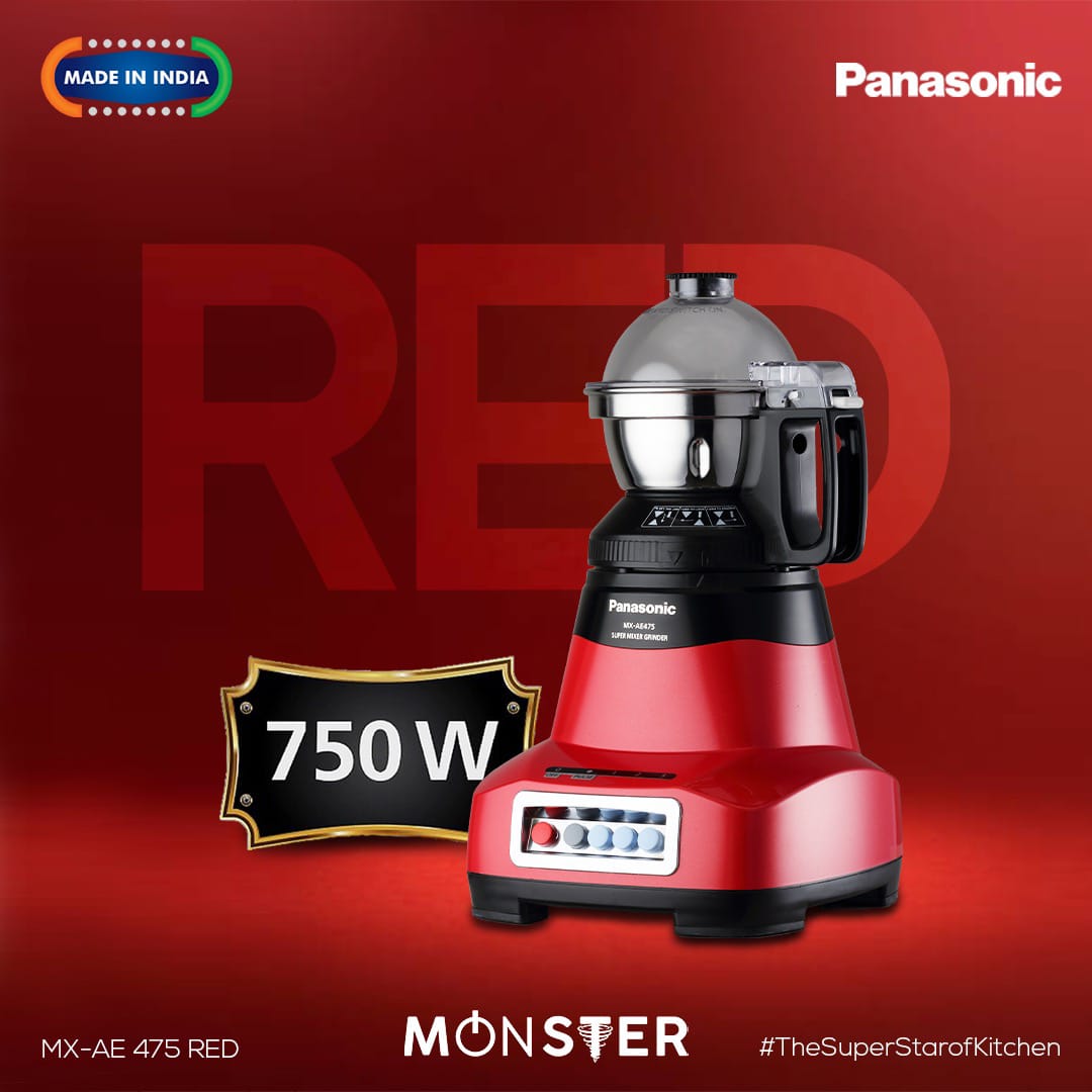 PANASONIC MONSTER MIXER GRINDER 750 WATTS, 4 JARS, MX-AE475