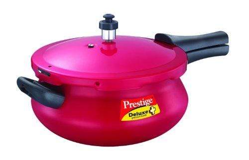 Prestige Deluxe Plus Junior Induction Base Aluminium Pressure Handi, 4.8 Litres, Flame Red - KITCHEN MART