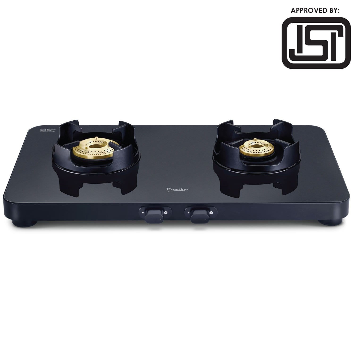 Prestige Edge 2 Burner Glass Gas Stove PEBS 02, Black (ISI Approved) - KITCHEN MART